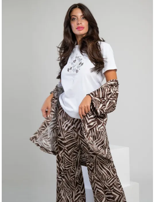 Maglia t-shirt cotone bianco con bouquet di cuori Olivia Rei
