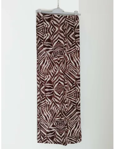 Brown Zebra-Print Palazzo Trousers in Stretch Viscose for plus size 2