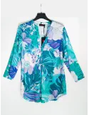 Casacca caftano fantasia azzurro e turchese Rubamori
