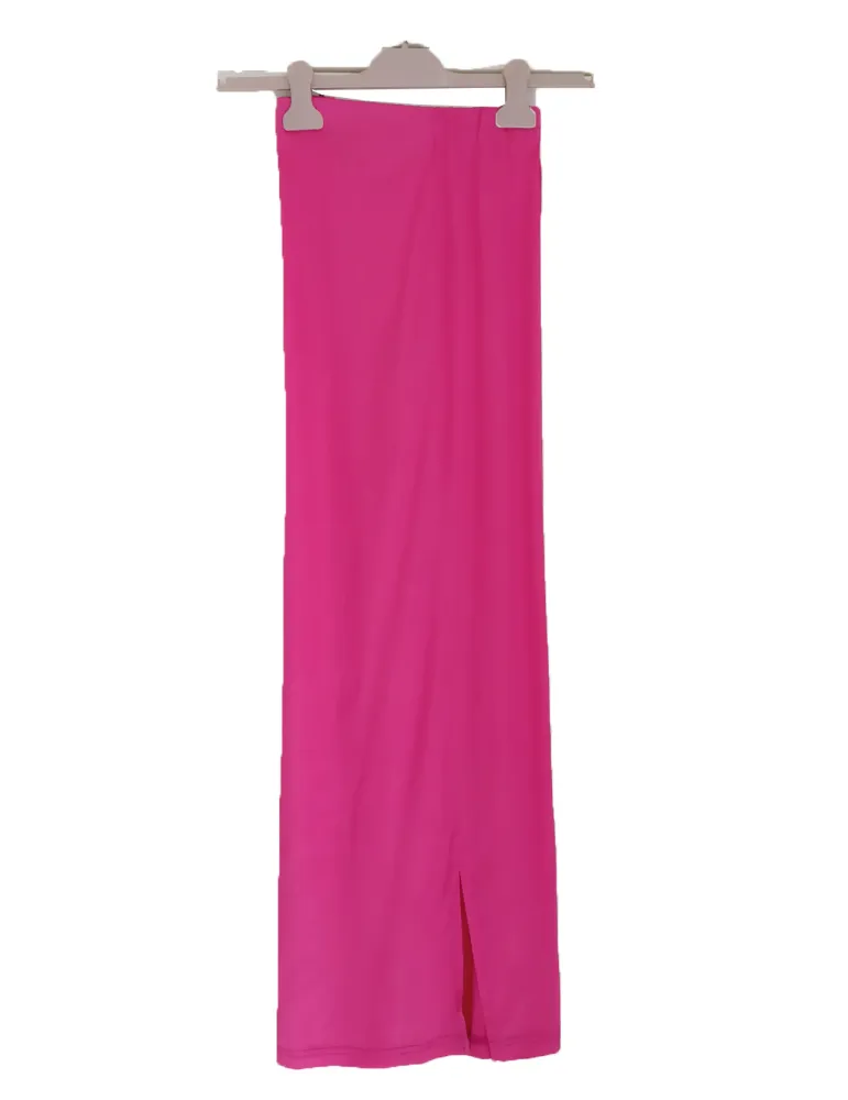 Solid fuchsia viscose satin blouse and trouser set
