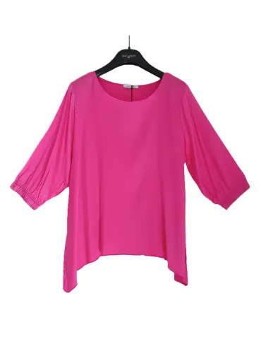Olivia Rei Completo blusa pantaloni in raso di viscosa fucsia fino alla 56 2
