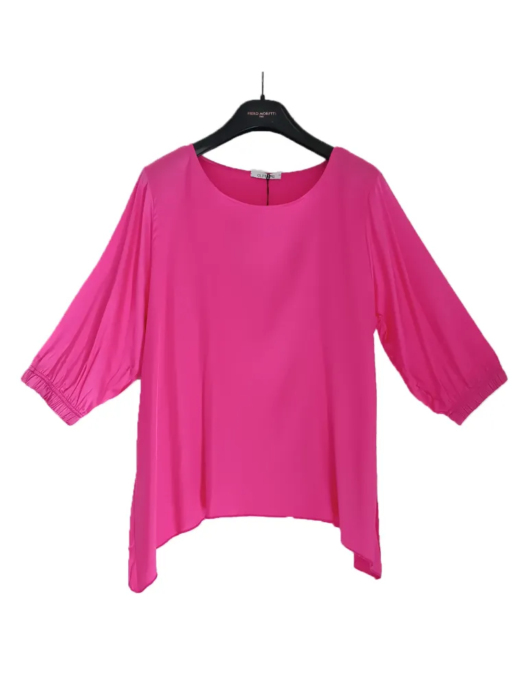 Olivia Rei Completo blusa pantaloni in raso di viscosa fucsia fino alla 56