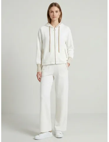 White viscose tracksuit with golden lurex profiles