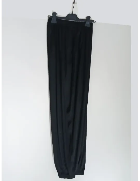 Pantaloni cargo in raso di viscosa nera super stretch fino alla 54
