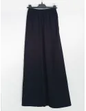 Black wide-leg skirt-effect trousers in linen-viscose Plus size