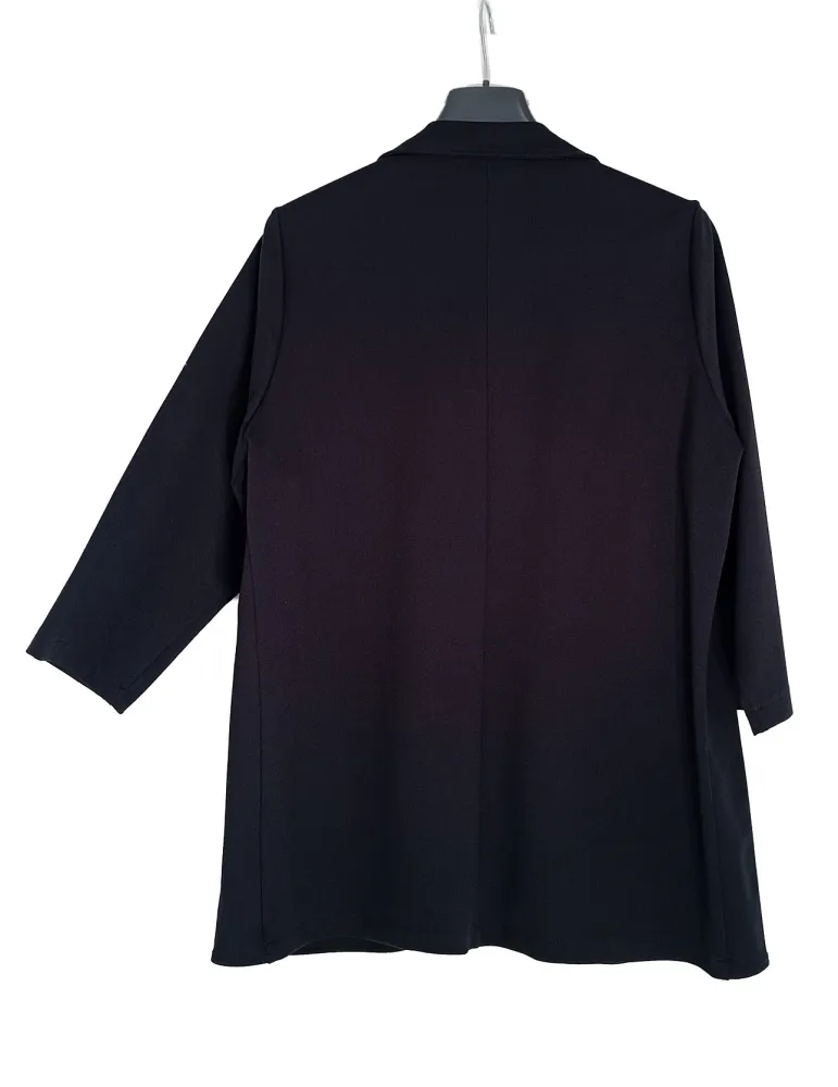 Rubamori Italy Plain blue long open jacket with pockets