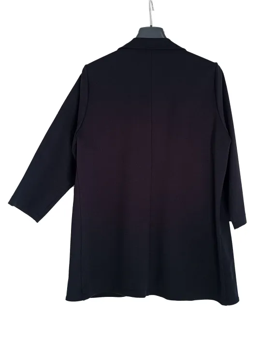 Rubamori Italy Plain blue long open jacket with pockets