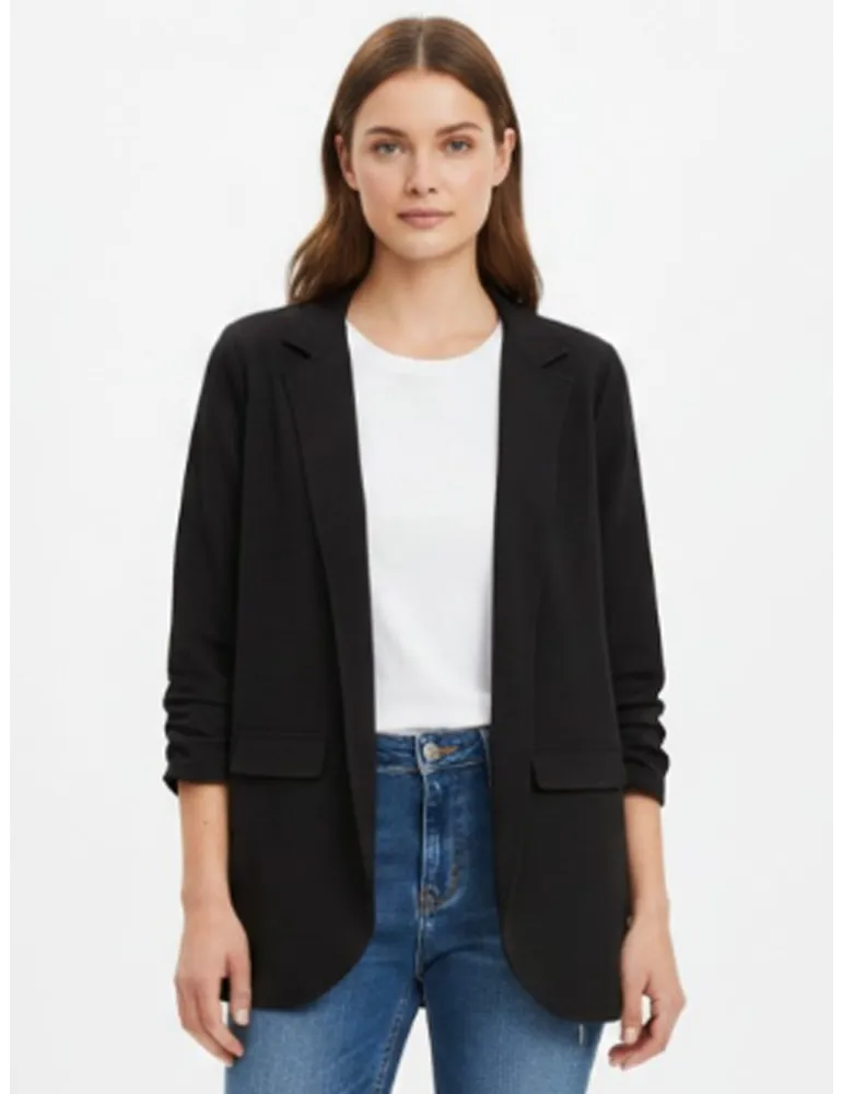 Rubamori Italy Plain blue long open jacket with pockets