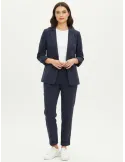 Dark blu tuxedo jacket and cigarette trousers women suit Made in Italy