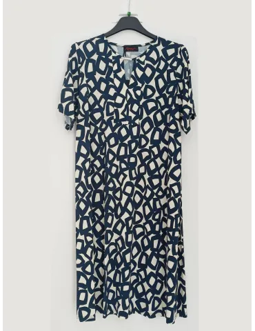 Riva Tricot Italy | White and blue viscose silk daily summer dress 2