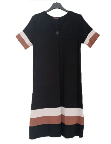 Black A-Line Midi Dress with bands and Central Pleat | Plus size 2
