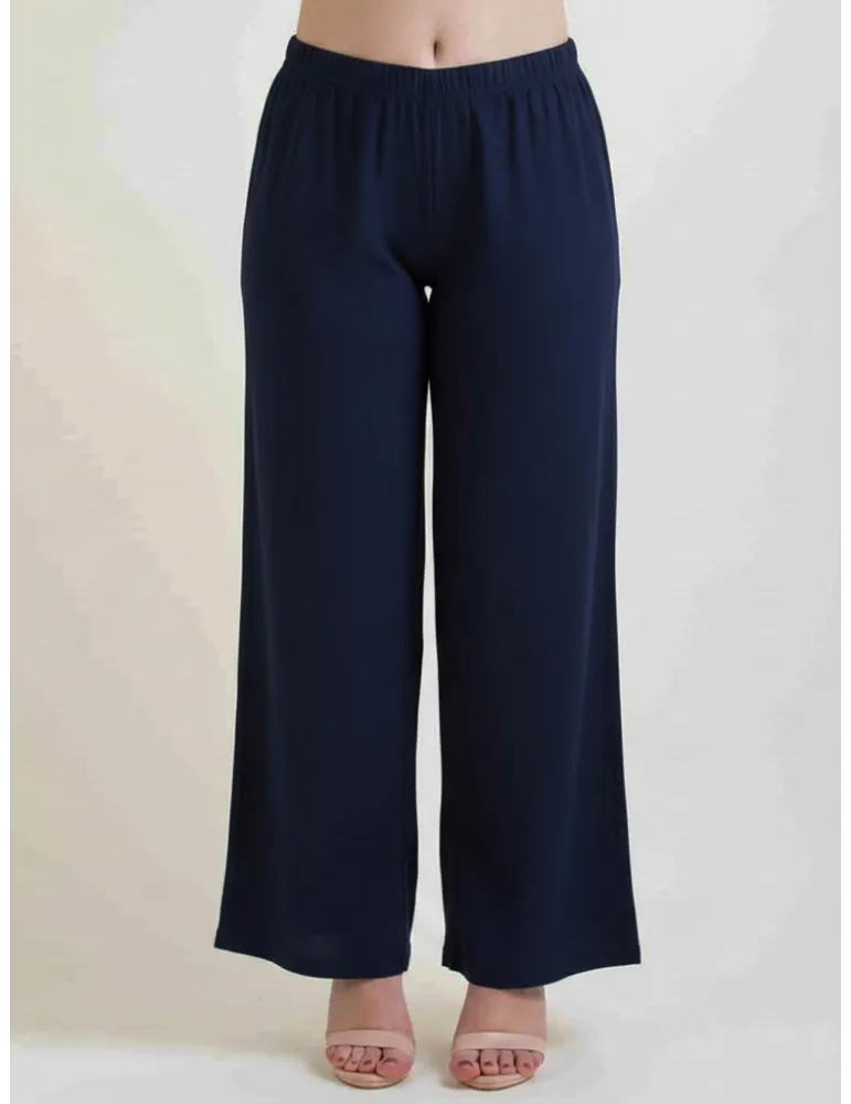 Francesca Mercuriali Pantaloni blu larghi palazzo jersey fino alla 60