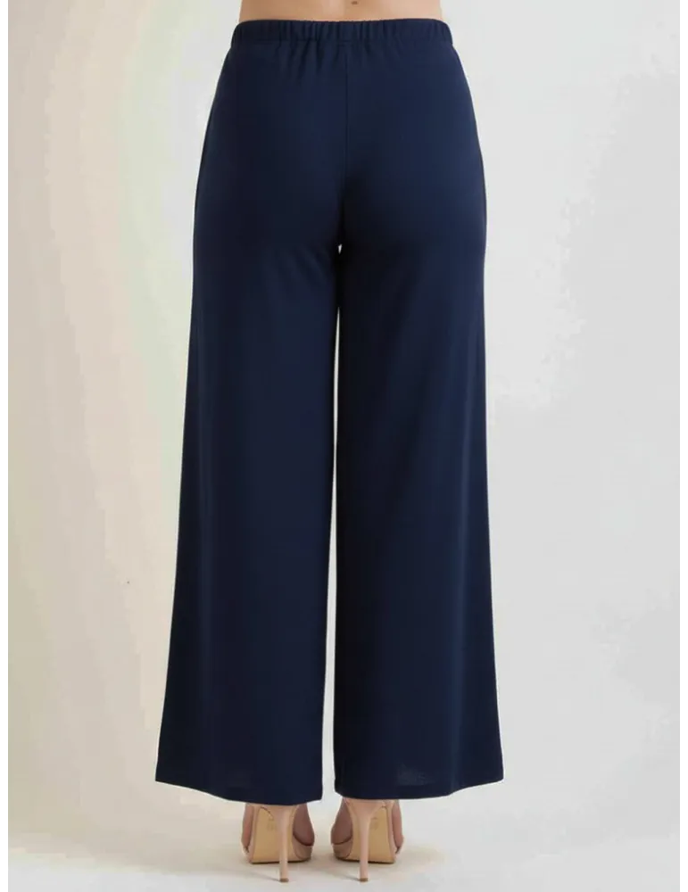Francesca Mercuriali pull on blue jersey palazzo trousers