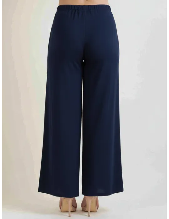 Francesca Mercuriali pull on blue jersey palazzo trousers