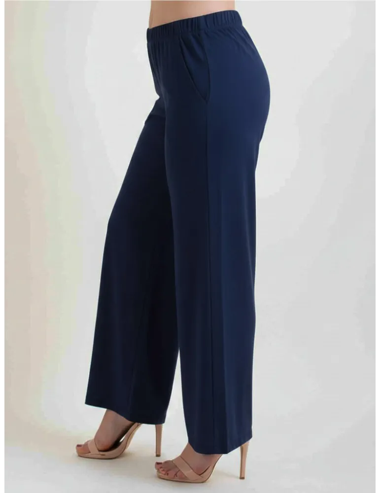 Francesca Mercuriali pull on blue jersey palazzo trousers