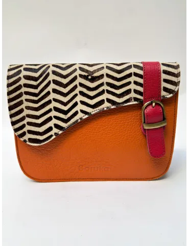 Genuine Leather Bag with Hand-Painted Pony Hair by Soruka