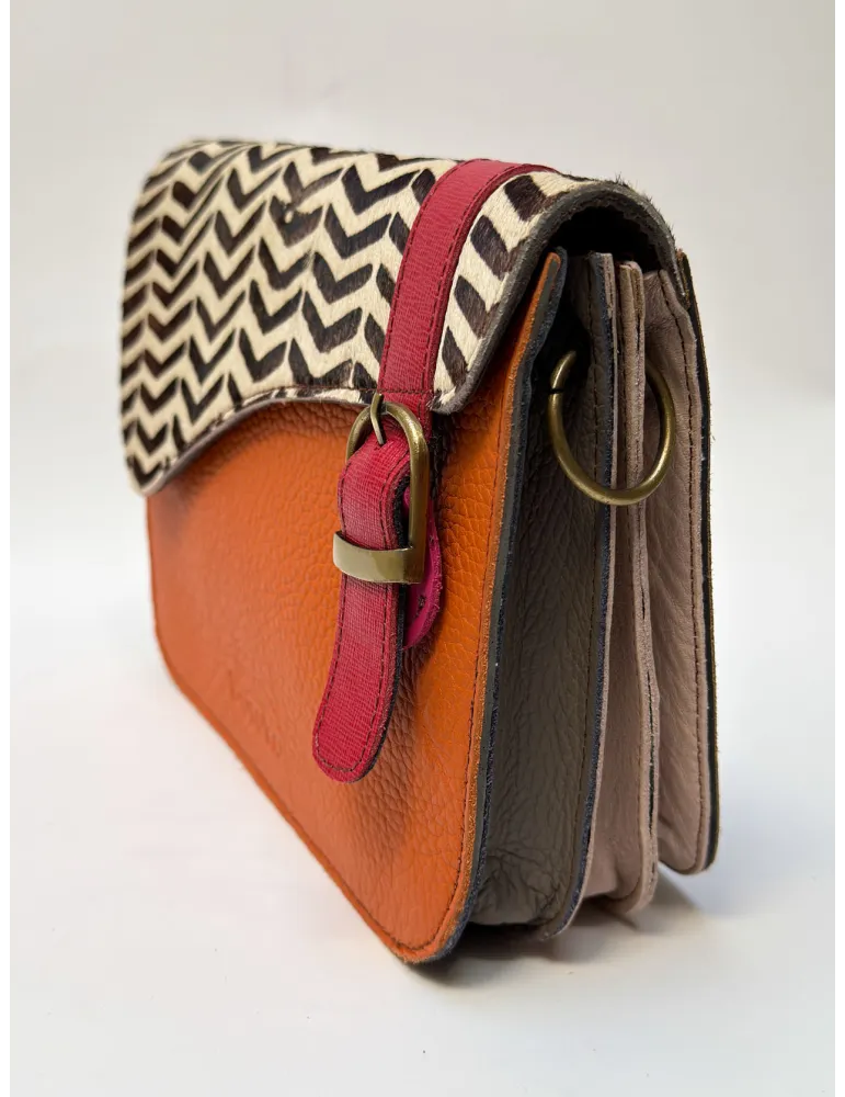Genuine Leather Bag with Hand-Painted Pony Hair by Soruka
