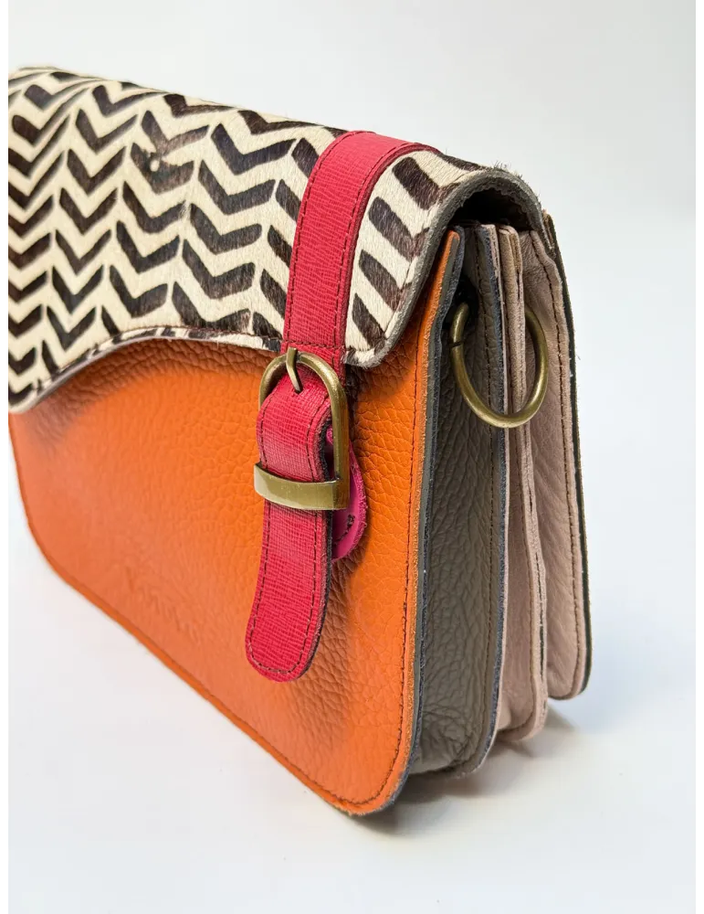 Genuine Leather Bag with Hand-Painted Pony Hair by Soruka