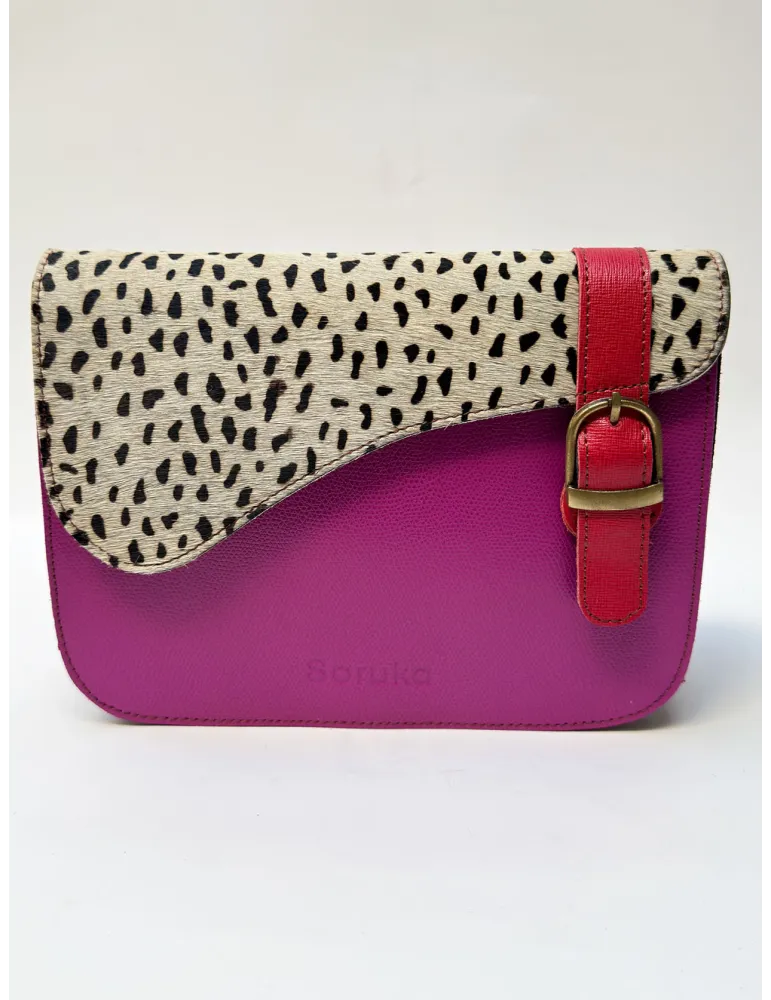 Genuine Leather Bag with Hand-Painted Pony Hair by Soruka