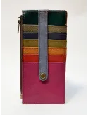 Flat Multicolour Leather Wallet with Strap by Soruka