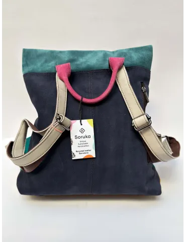Red and burgundy genuine leather bucket bag by Soruka 2