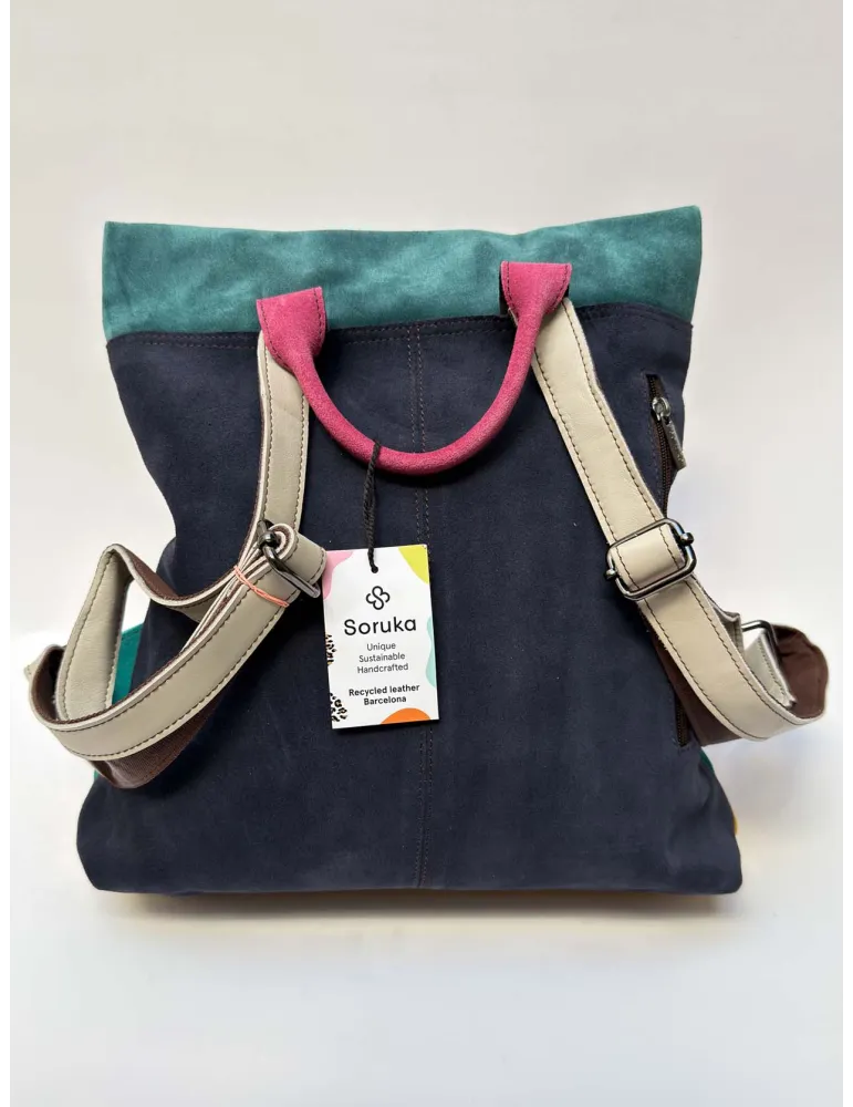 Red and burgundy genuine leather bucket bag by Soruka