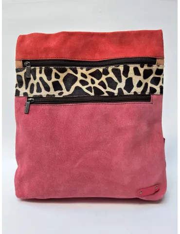 Red and burgundy genuine leather bucket bag by Soruka