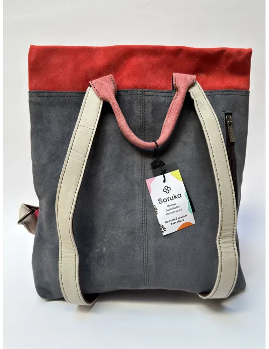 Multicolour Leather Backpack Bag with Pony Hair Insert by Soruka