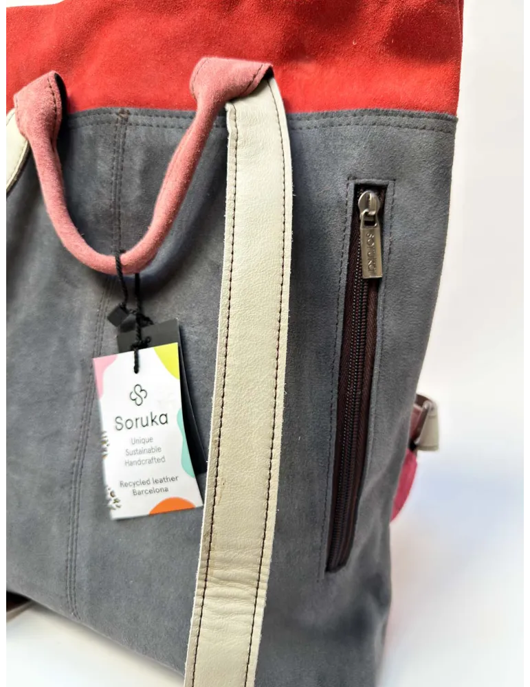 Multicolour Leather Backpack Bag with Pony Hair Insert by Soruka