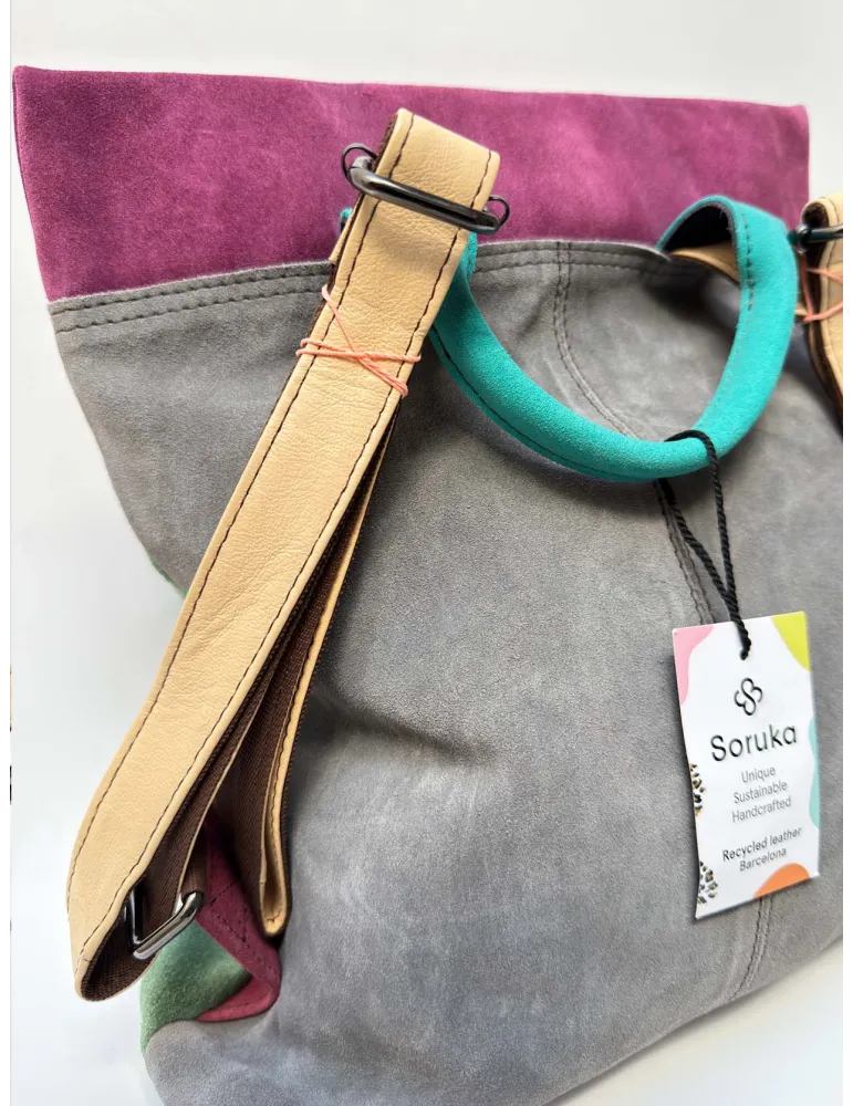 Multicolour Leather Backpack Bag with Pony Hair Insert by Soruka