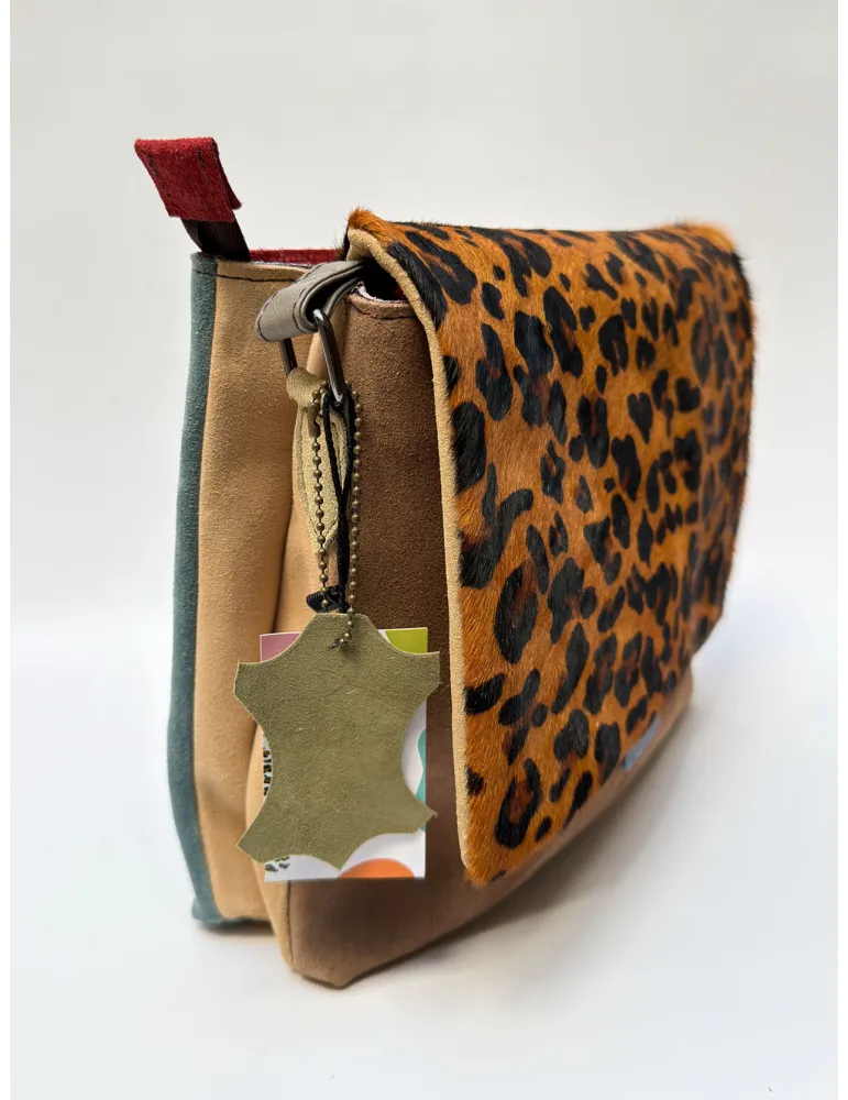 Red and burgundy genuine leather bucket bag by Soruka