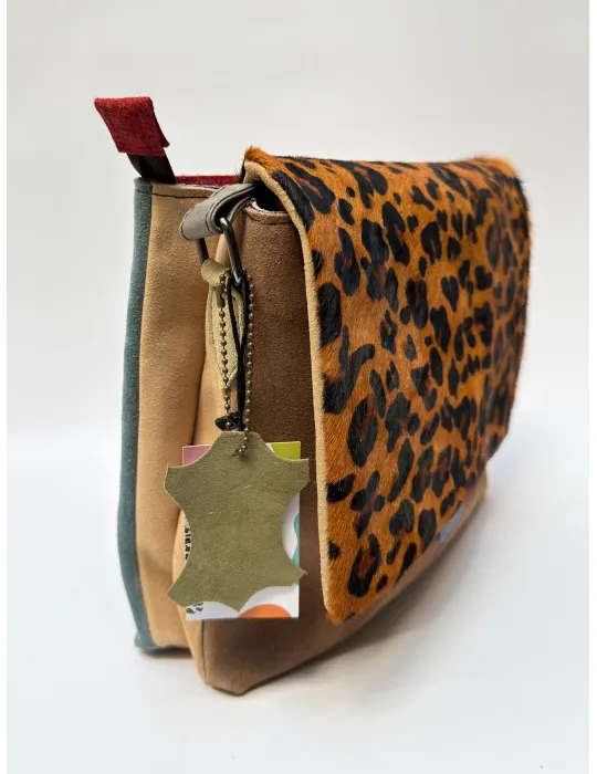Red and burgundy genuine leather bucket bag by Soruka