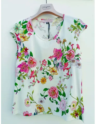 Piero Moretti white and pink floral printed blouse shirt