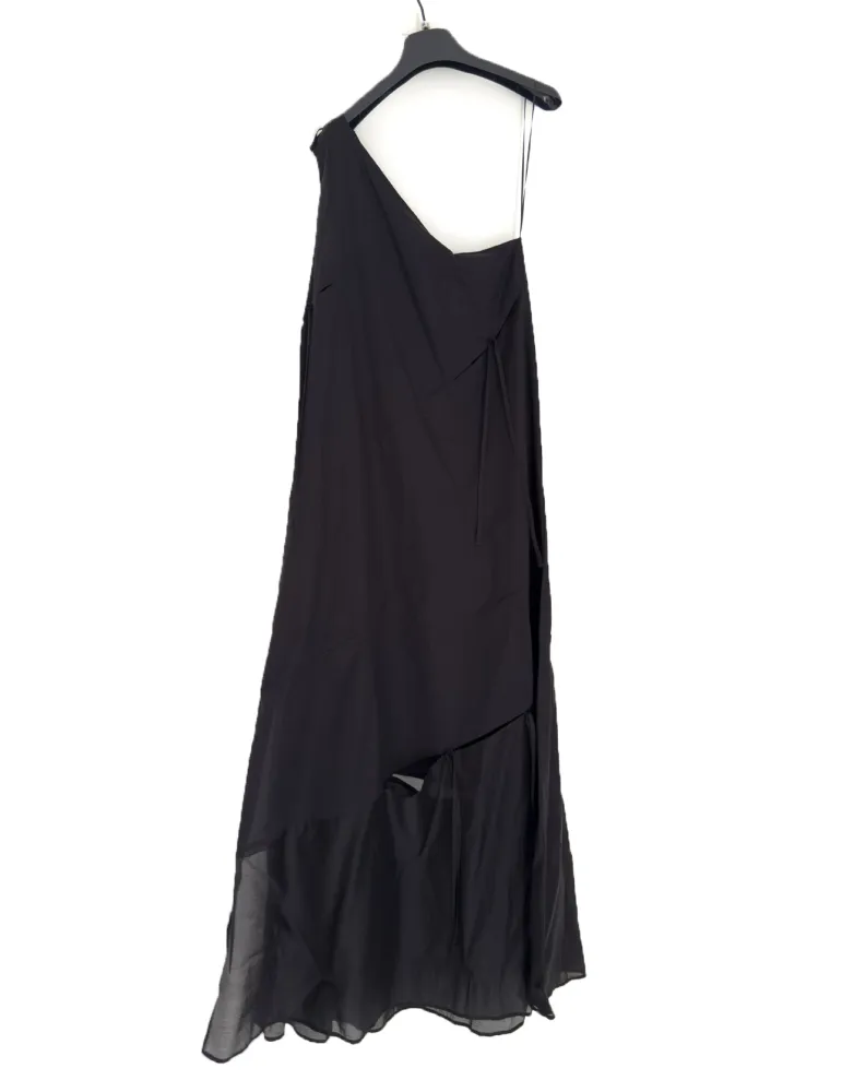 Black long asymmetric cotton dress