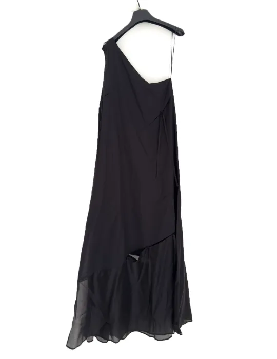 Black long asymmetric cotton dress