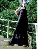 Long asymmetric dress in black organic cotton by Zanetti Italy