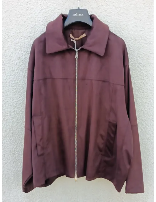 Oversized Brown Suede-Effect Bomber Jacket by Mousse