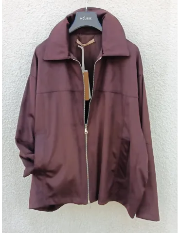 Oversized Brown Suede-Effect Bomber Jacket by Mousse, Italian fashion