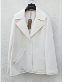 Milky white Scuba Jacket Coat Back Martingale by Mousse