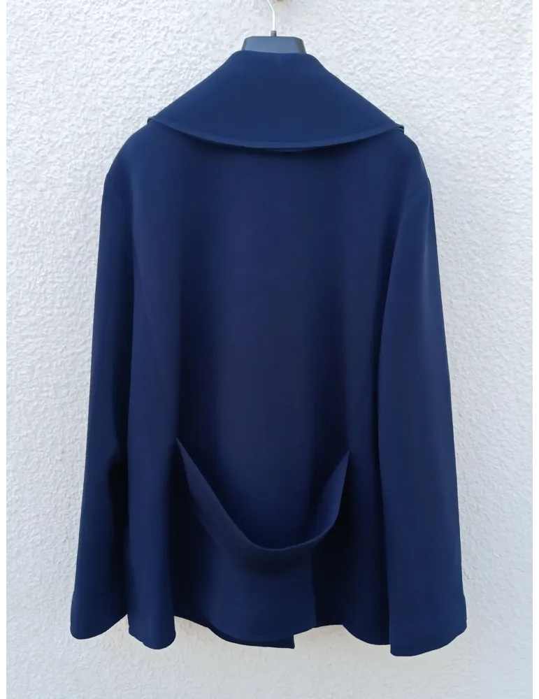 Blue Scuba Jacket Coat Back Martingale by Mousse | Plus size