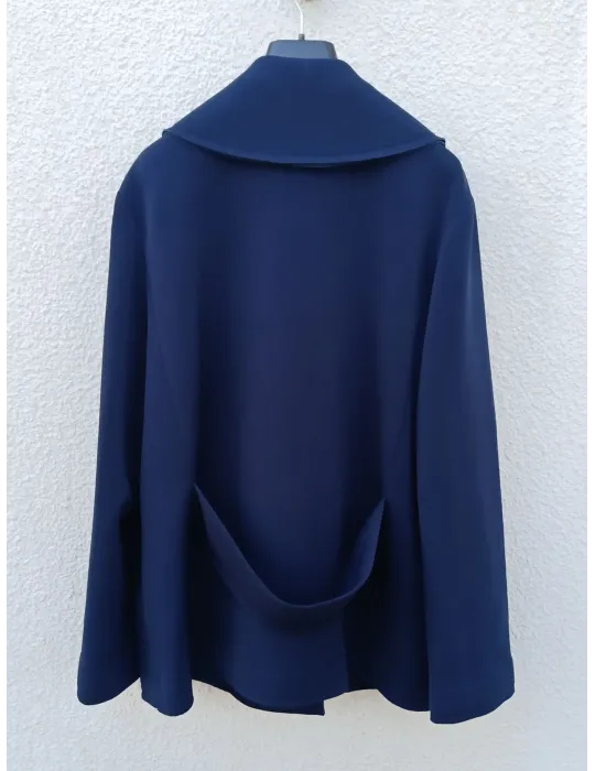 Blue Scuba Jacket Coat Back Martingale by Mousse | Plus size