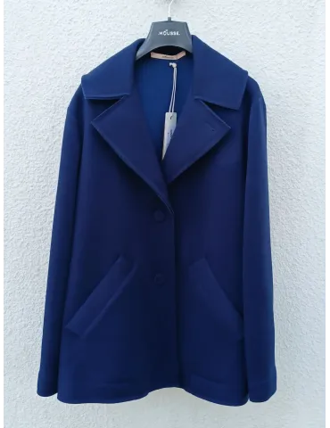 Blue Scuba Jacket Coat Back Martingale by Mousse | Plus size 2