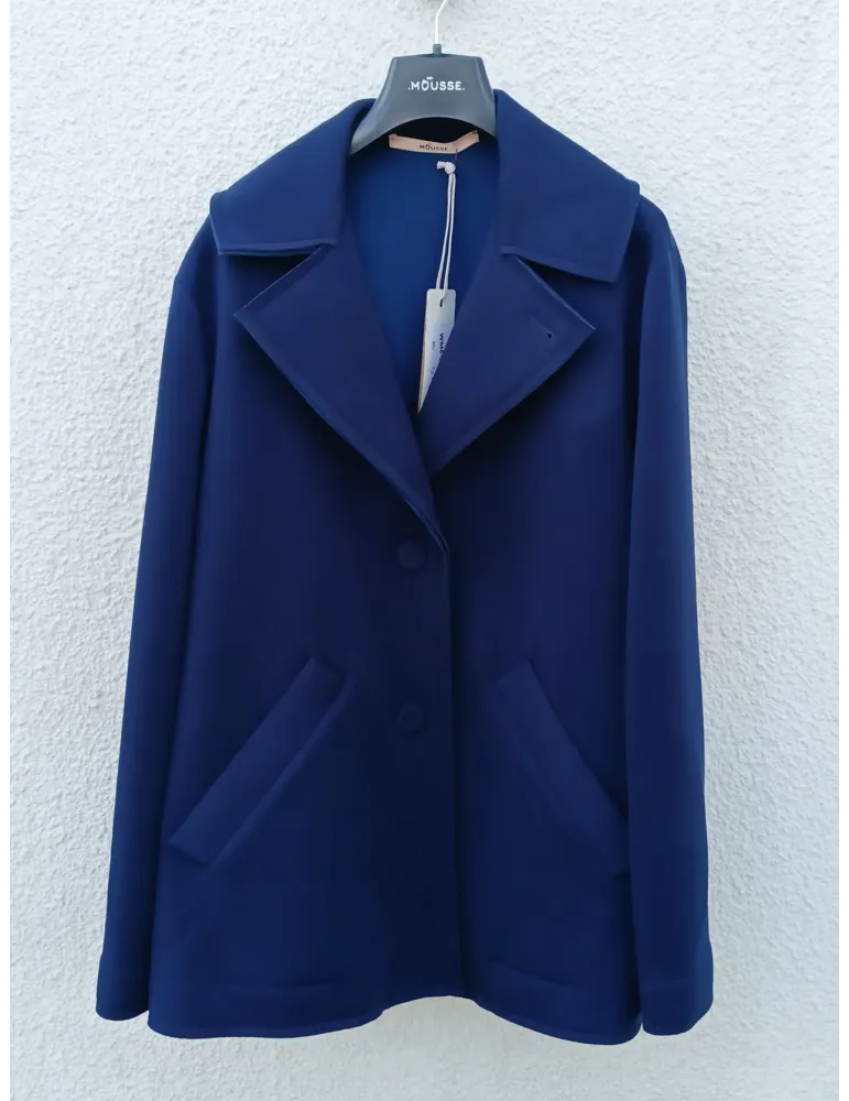 Blue Scuba Jacket Coat Back Martingale by Mousse | Plus size