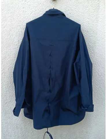 Oversized Waterproof Technical Shirt Jacket in Blue by Mousse Plussize 2