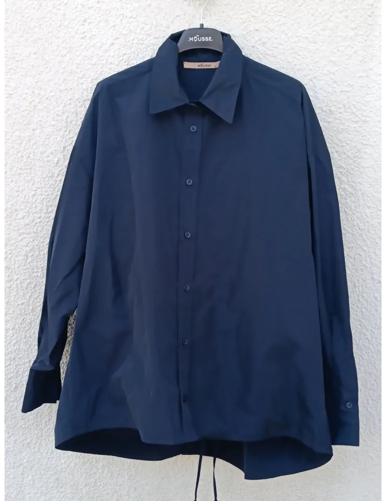 Oversized Waterproof Technical Shirt Jacket in Blue by Mousse Plussize