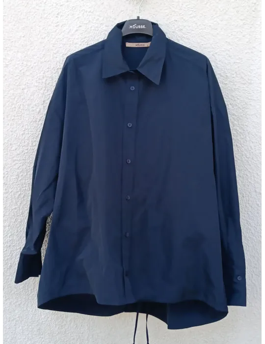 Oversized Waterproof Technical Shirt Jacket in Blue by Mousse Plussize
