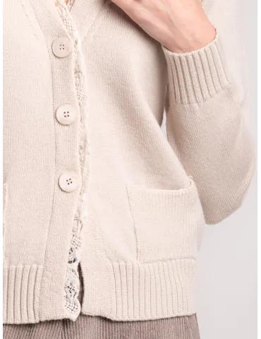 Volpato beige pure wool knitted short jacket 2