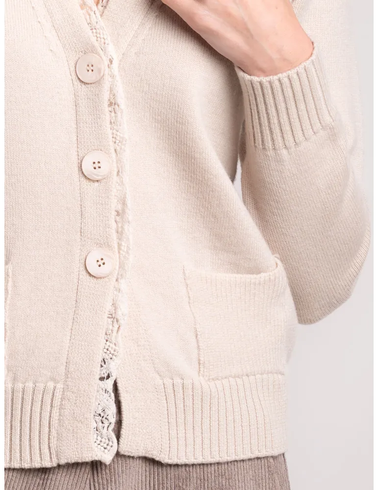 Volpato beige pure wool knitted short jacket