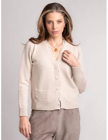 Volpato beige pure wool knitted short jacket