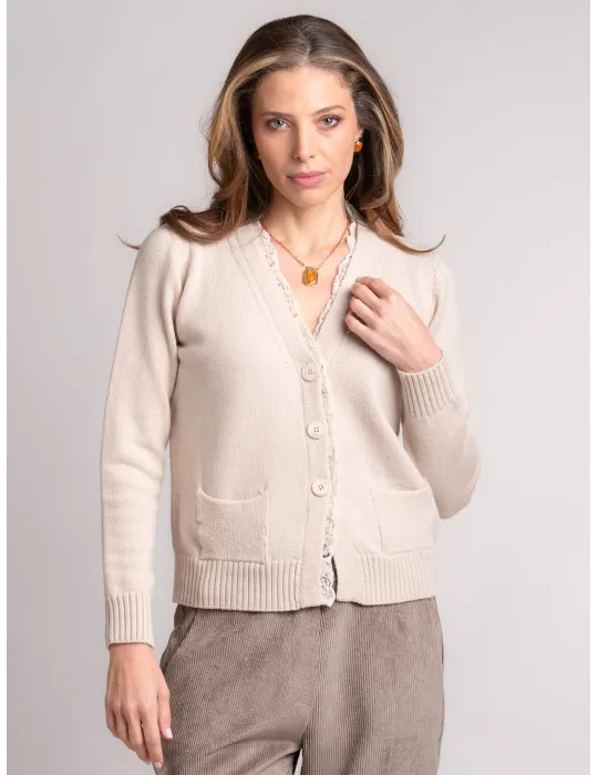 Volpato beige pure wool knitted short jacket